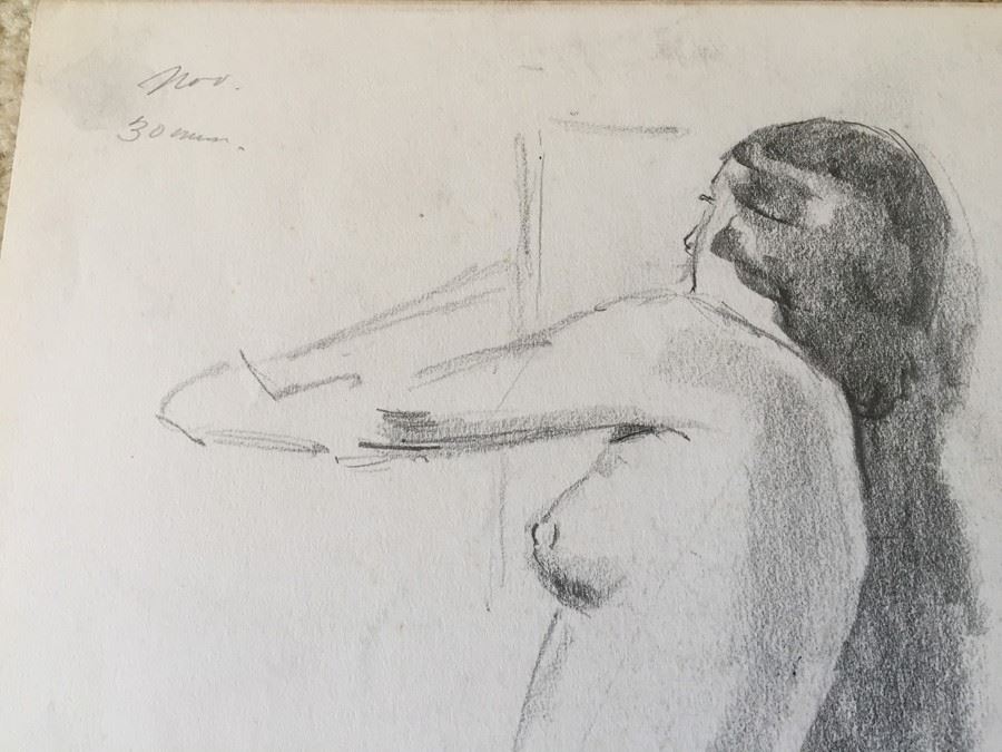 Original F. A. Carter (Fernando Carter) Sketch Of Nude Woman [Photo 2]