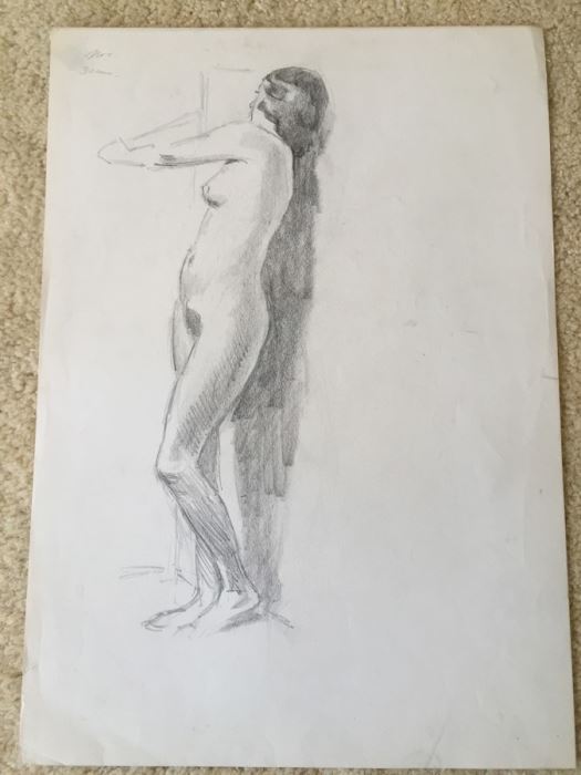 Original F. A. Carter (Fernando Carter) Sketch Of Nude Woman [Photo 1]