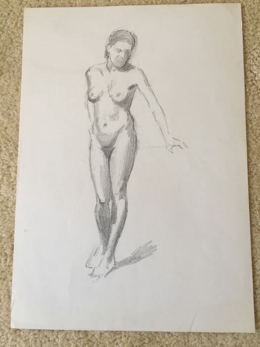 Original F. A. Carter (Fernando Carter) Sketch Of Nude Woman [Photo 1]