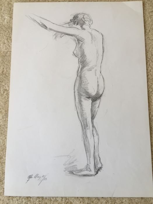 Original F. A. Carter (Fernando Carter) Sketch Of Nude Woman [Photo 1]