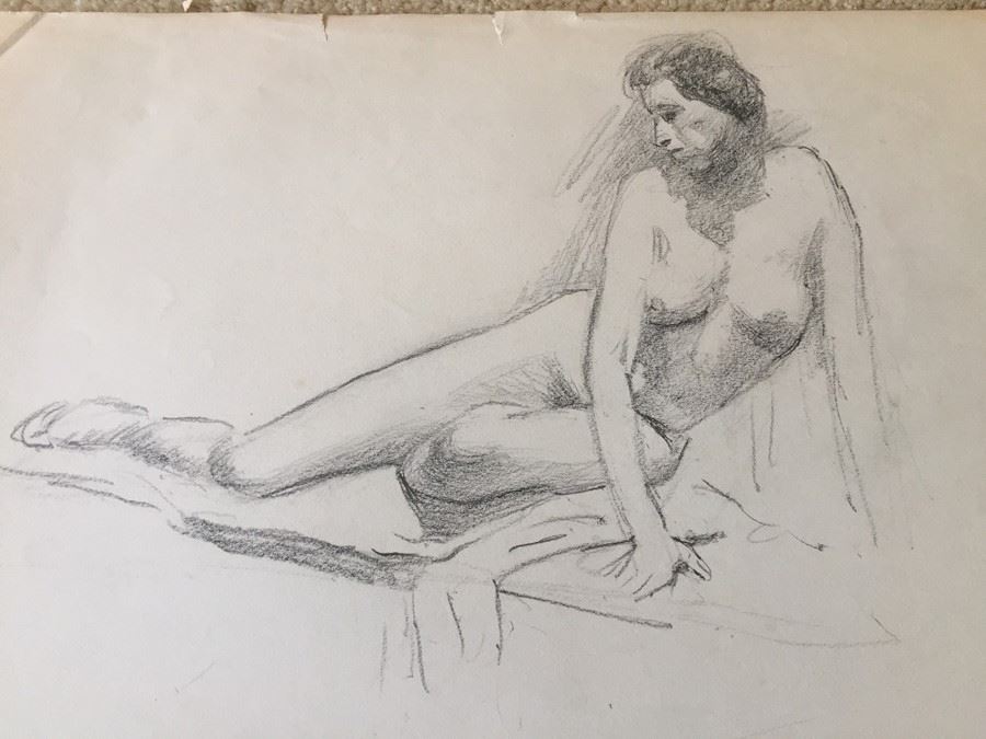 Original F. A. Carter (Fernando Carter) Sketch Of Nude Woman [Photo 2]