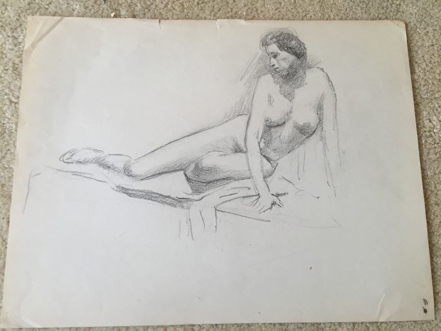 Original F. A. Carter (Fernando Carter) Sketch Of Nude Woman [Photo 1]