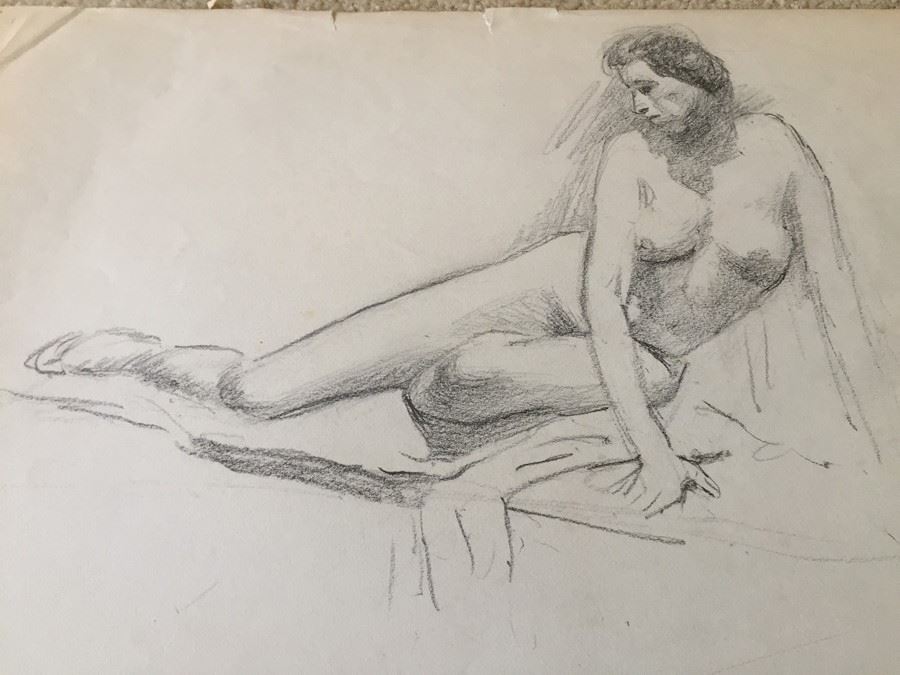 Original F. A. Carter (Fernando Carter) Sketch Of Nude Woman [Photo 5]