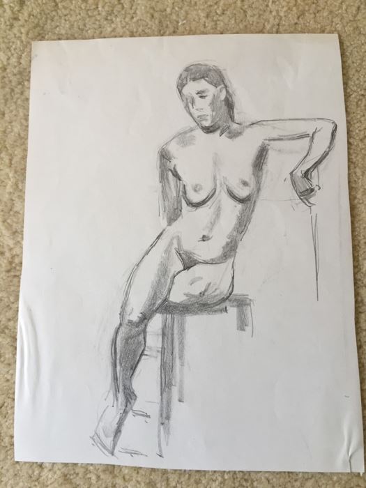Original F. A. Carter (Fernando Carter) Sketch Of Nude Woman [Photo 1]