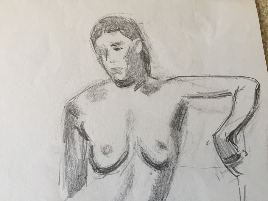 Original F. A. Carter (Fernando Carter) Sketch Of Nude Woman [Photo 2]