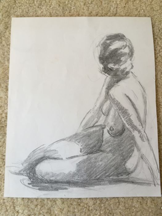 Original F. A. Carter (Fernando Carter) Sketch Of Nude Woman [Photo 1]