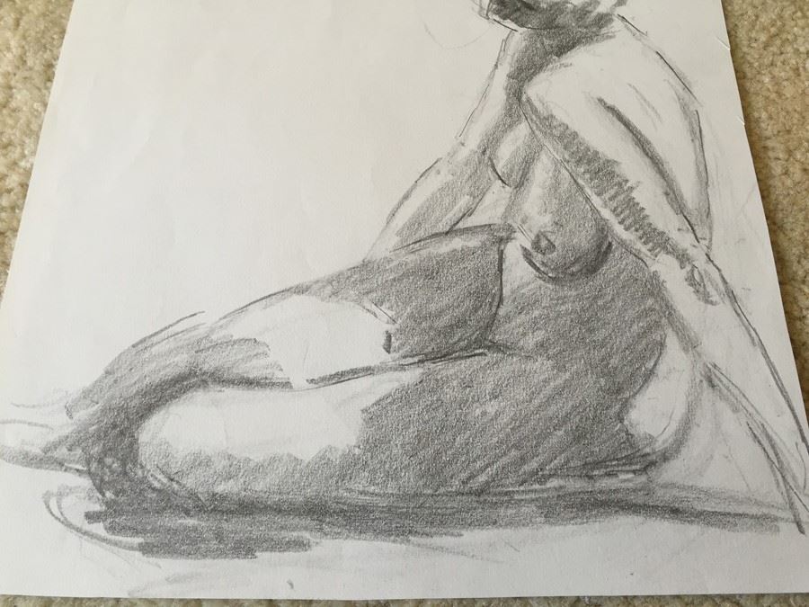 Original F. A. Carter (Fernando Carter) Sketch Of Nude Woman [Photo 3]