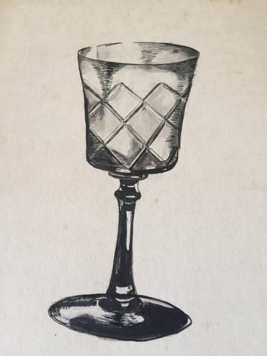 Original F. A. Carter (Fernando Carter) Sketch Of Woman In Dress And Glass [Photo 6]