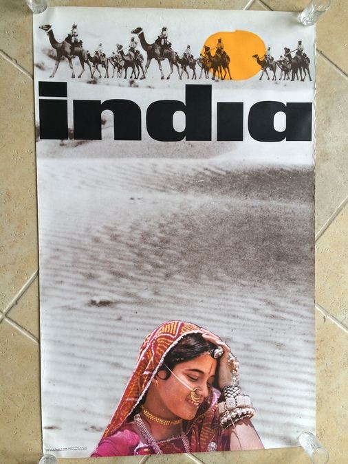 Original Vintage India Travel Poster