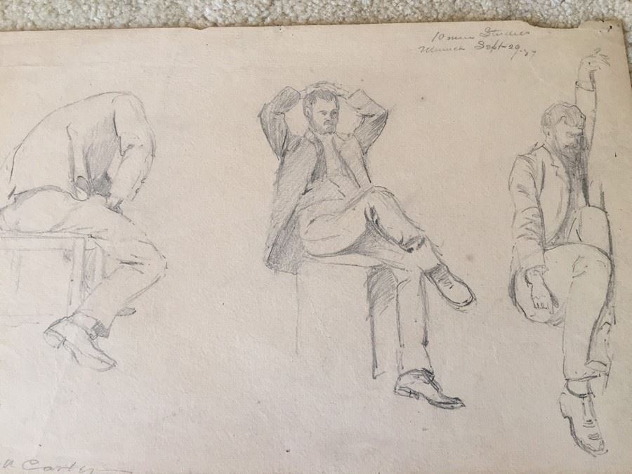 Original F. A. Carter (Fernando Carter) Sketches Munich Germany 1887 [Photo 8]