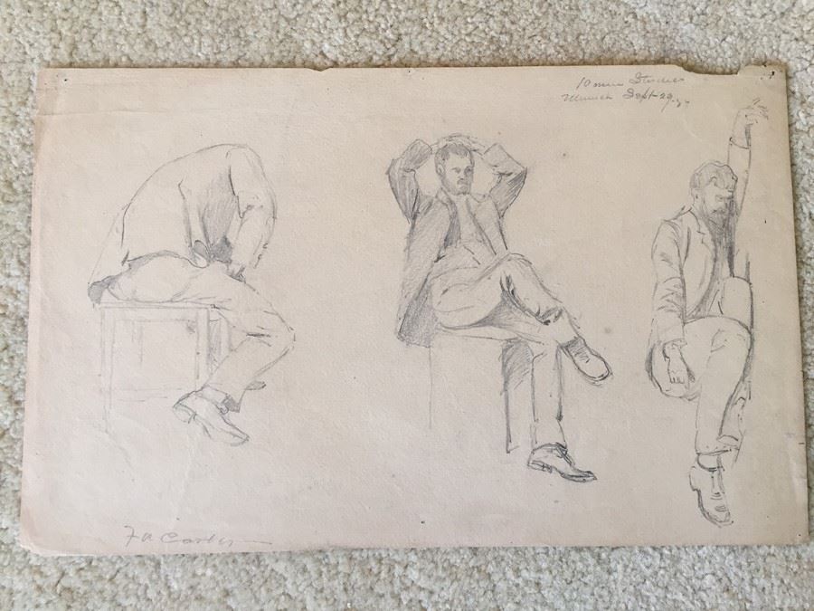 Original F. A. Carter (Fernando Carter) Sketches Munich Germany 1887 [Photo 1]