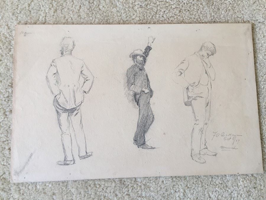 Original F. A. Carter (Fernando Carter) Sketches Munich Germany 1887 [Photo 1]