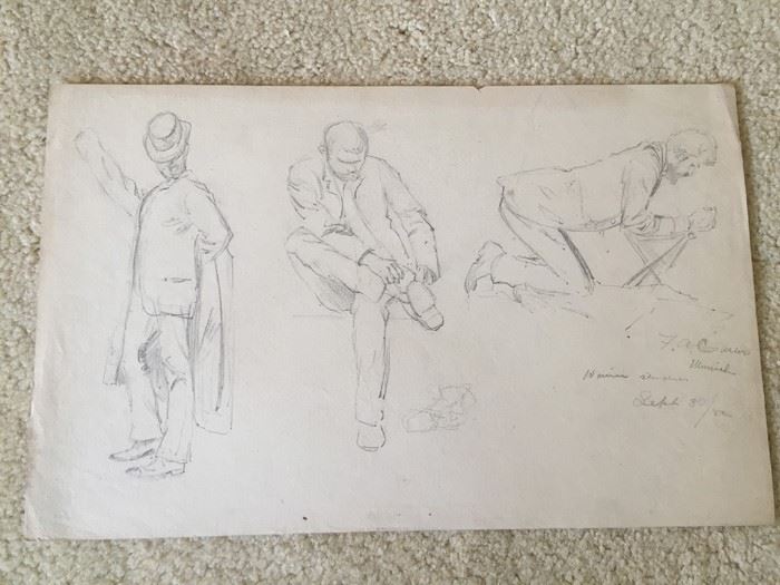 Original F. A. Carter (Fernando Carter) Sketches Munich Germany 1886 [Photo 1]
