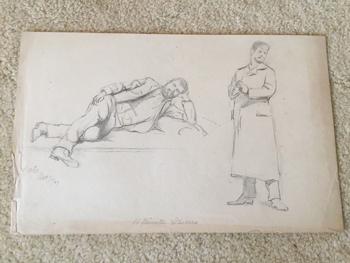 Original F. A. Carter (Fernando Carter) Sketches Munich Germany 1887 [Photo 1]