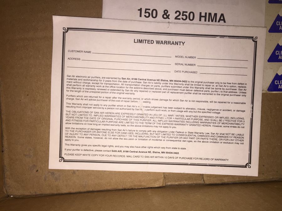 SAN Air Commercial Air Purifier Model 150HMA With Box [Photo 16]