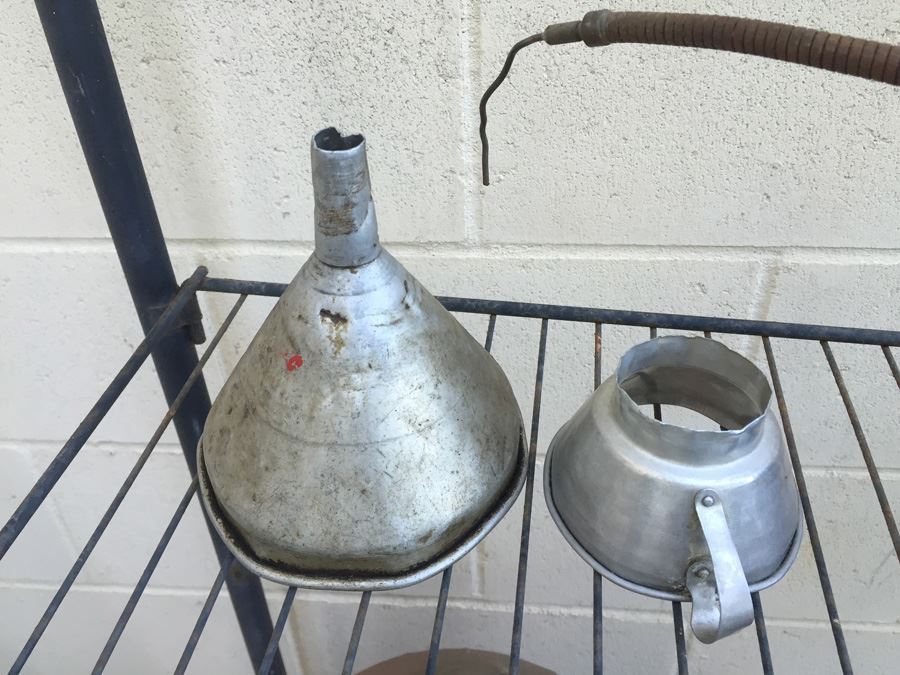 Huge Lot Of Vintage Oil Cans And Vintage Funnels [Photo 9]