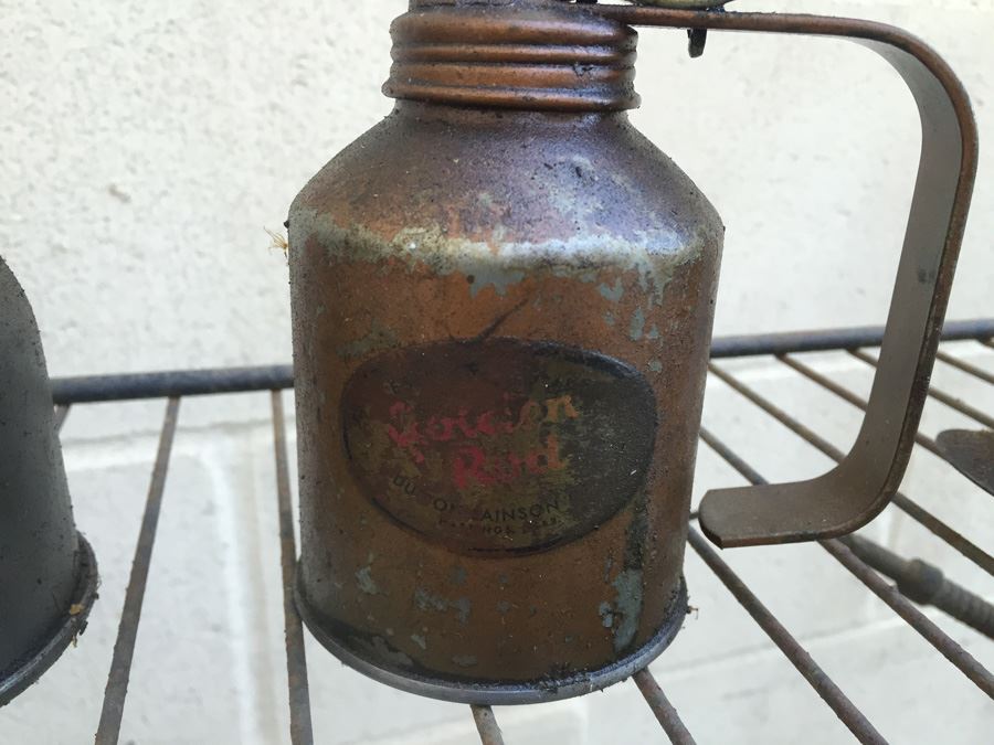 Huge Lot Of Vintage Oil Cans And Vintage Funnels [Photo 4]