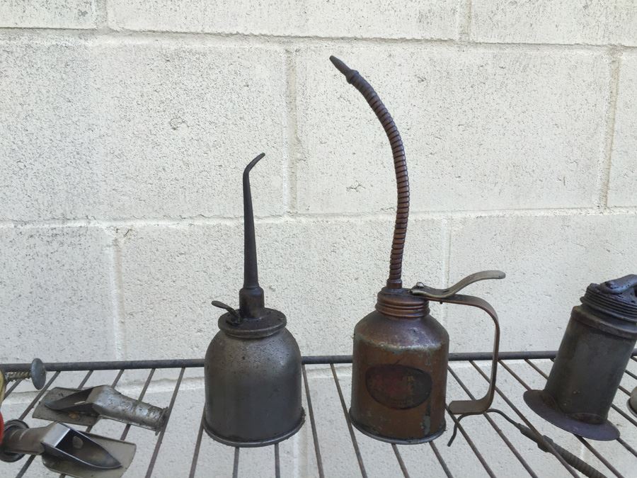 Huge Lot Of Vintage Oil Cans And Vintage Funnels [Photo 2]