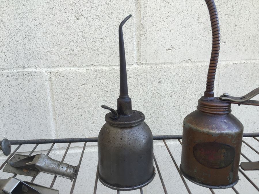 Huge Lot Of Vintage Oil Cans And Vintage Funnels [Photo 5]
