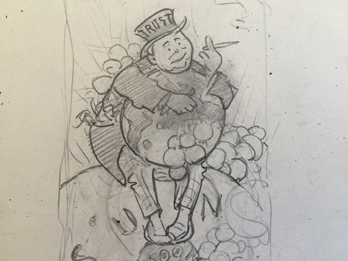 Original Pair Of F. A. Carter (Fernando Carter) Satirical Sketches Titled 'Tis true prosperity to have no want' [Photo 2]