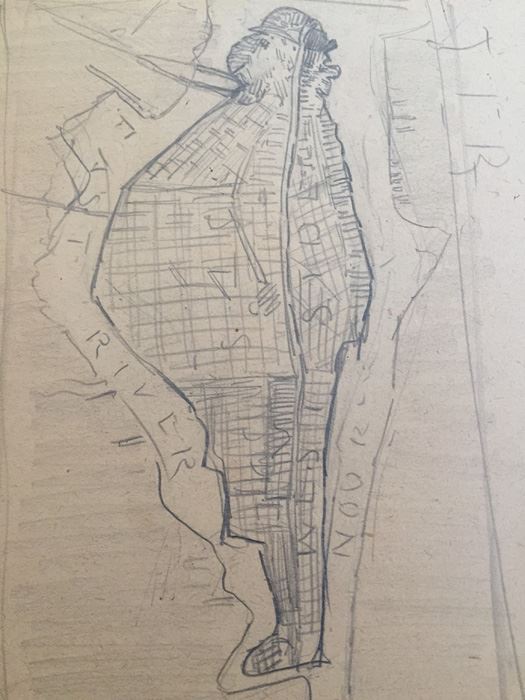 Original F. A. Carter (Fernando Carter) Satirical Sketch Of Early New York City Manhattan Map [Photo 9]