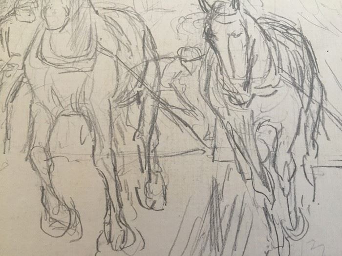 Original F. A. Carter (Fernando Carter) Sketch Of Horses Men Working In Field [Photo 5]