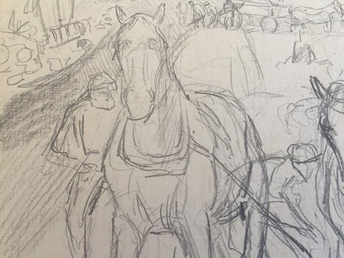 Original F. A. Carter (Fernando Carter) Sketch Of Horses Men Working In Field [Photo 4]