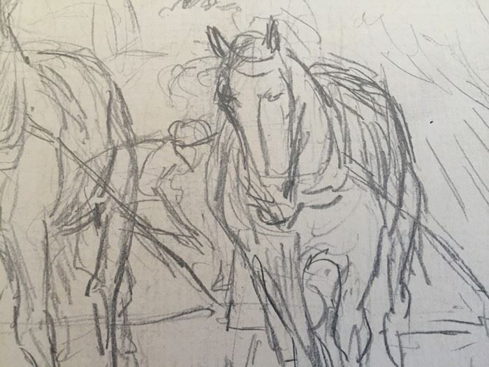 Original F. A. Carter (Fernando Carter) Sketch Of Horses Men Working In Field [Photo 3]