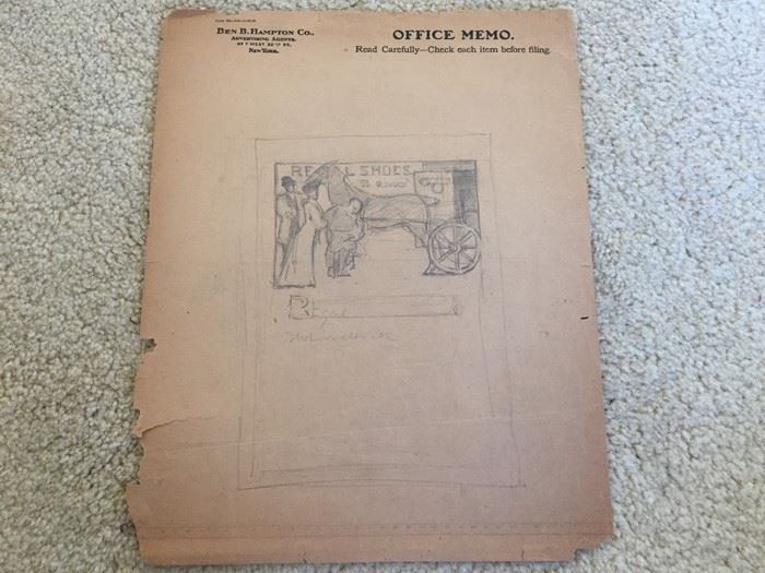Original F. A. Carter (Fernando Carter) Advertising Sketch For Regal Shoes Horse & Carriage Ben B. Hampton Advertising Agents New York [Photo 1]