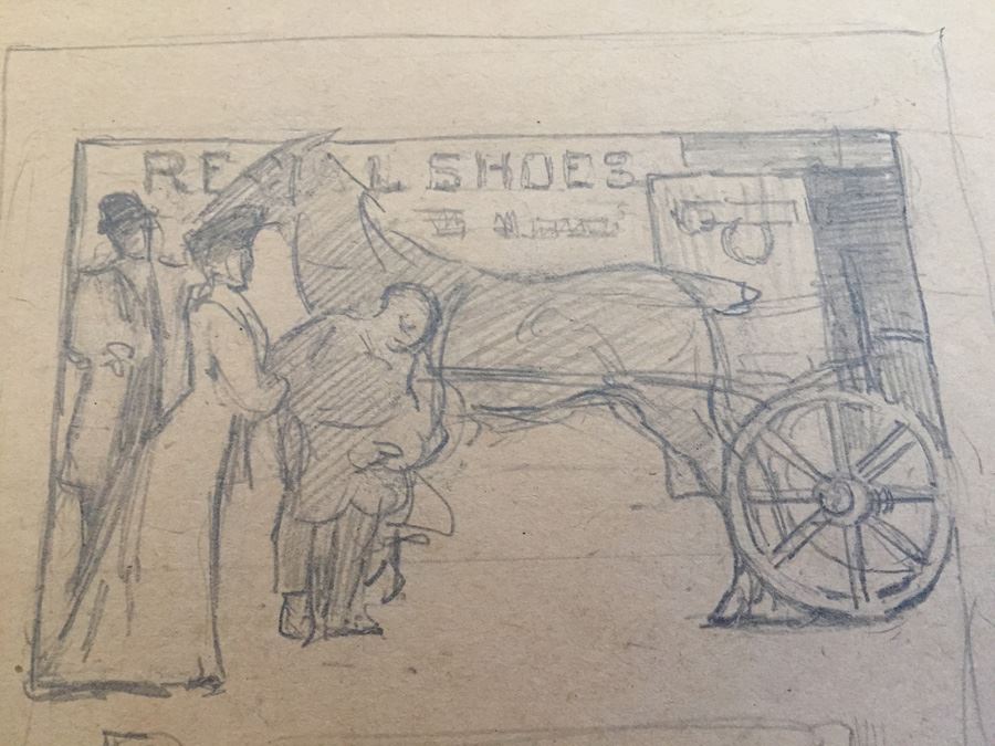 Original F. A. Carter (Fernando Carter) Advertising Sketch For Regal Shoes Horse & Carriage Ben B. Hampton Advertising Agents New York [Photo 8]
