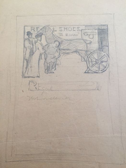 Original F. A. Carter (Fernando Carter) Advertising Sketch For Regal Shoes Horse & Carriage Ben B. Hampton Advertising Agents New York [Photo 4]