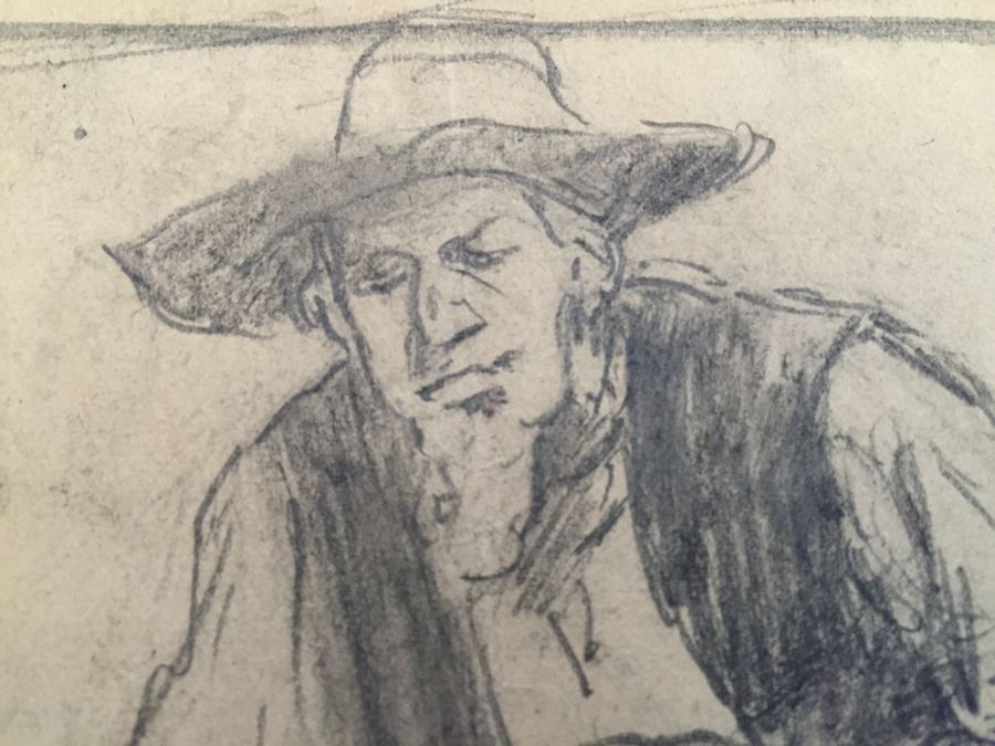 Original F. A. Carter (Fernando Carter) Sketch Of Man And Boy Using Grinding Wheel [Photo 5]