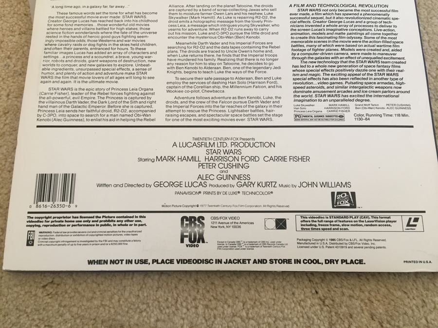 1977 Star Wars Movie On Laser Videodisc [Photo 13]