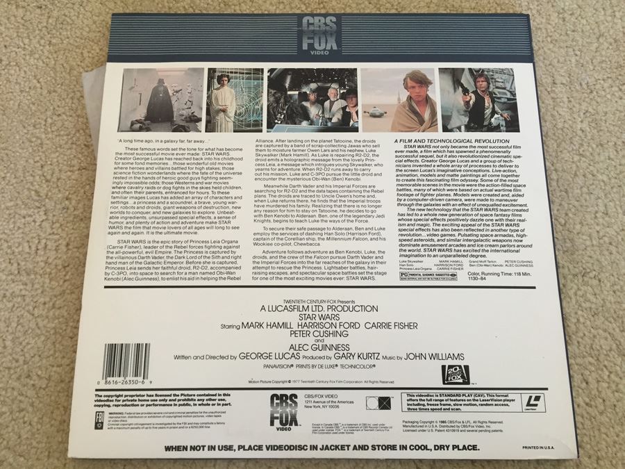 1977 Star Wars Movie On Laser Videodisc [Photo 3]