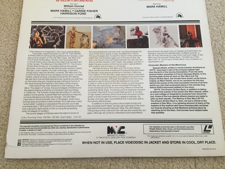 The Making Of Star Wars And The Empire Strikes Back On Laser Videodisc [Photo 9]