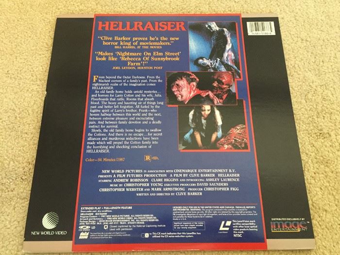 Hellraiser Horror LaserDisc