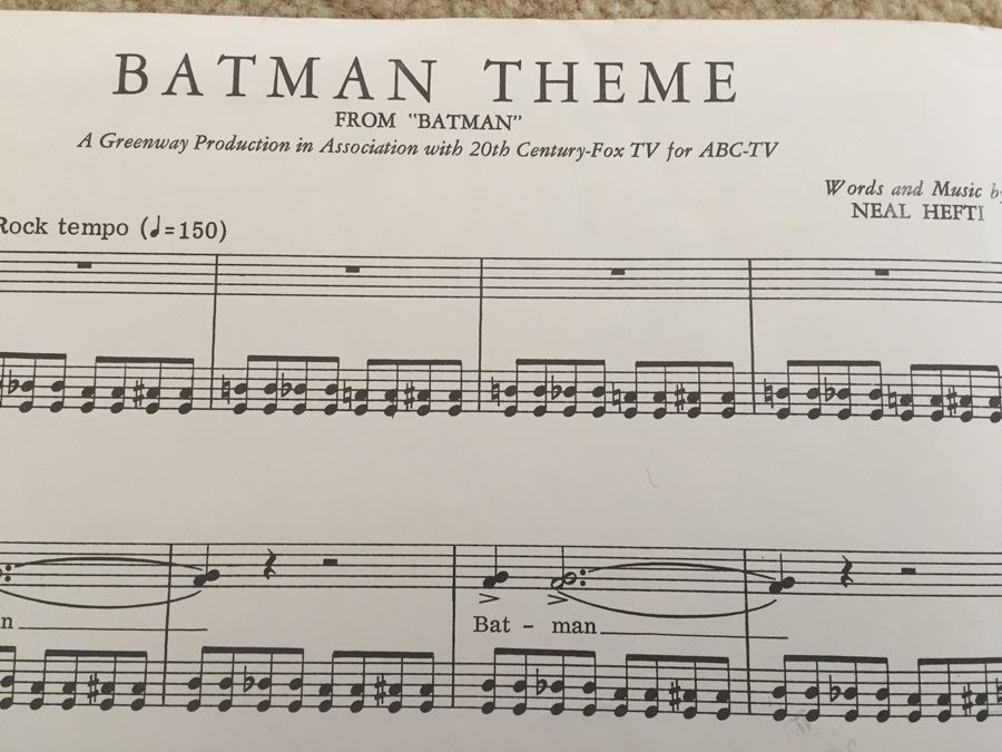 BATMAN Theme Sheet Music From 'BATMAN' Adam West 1966 [Photo 6]