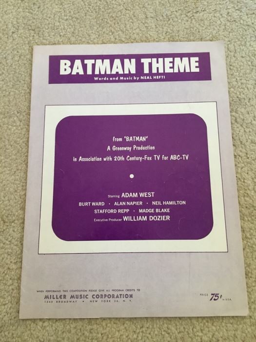 BATMAN Theme Sheet Music From 'BATMAN' Adam West 1966 [Photo 1]