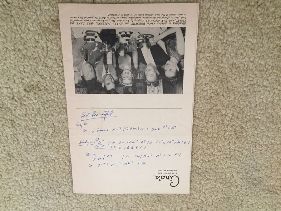 Ciro's Capers Xavier Cugat Marilyn Monroe Hand Written Songs Sunset Blvd Hollywood CA 'It Might As Well Be Spring' [Photo 13]