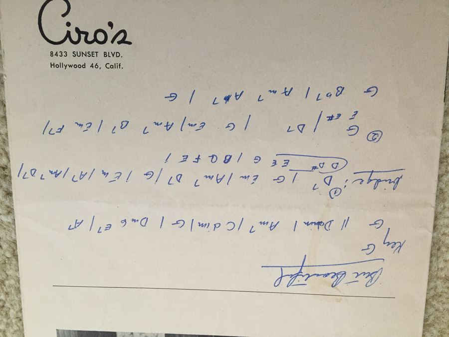 Ciro's Capers Xavier Cugat Marilyn Monroe Hand Written Songs Sunset Blvd Hollywood CA 'It Might As Well Be Spring' [Photo 16]