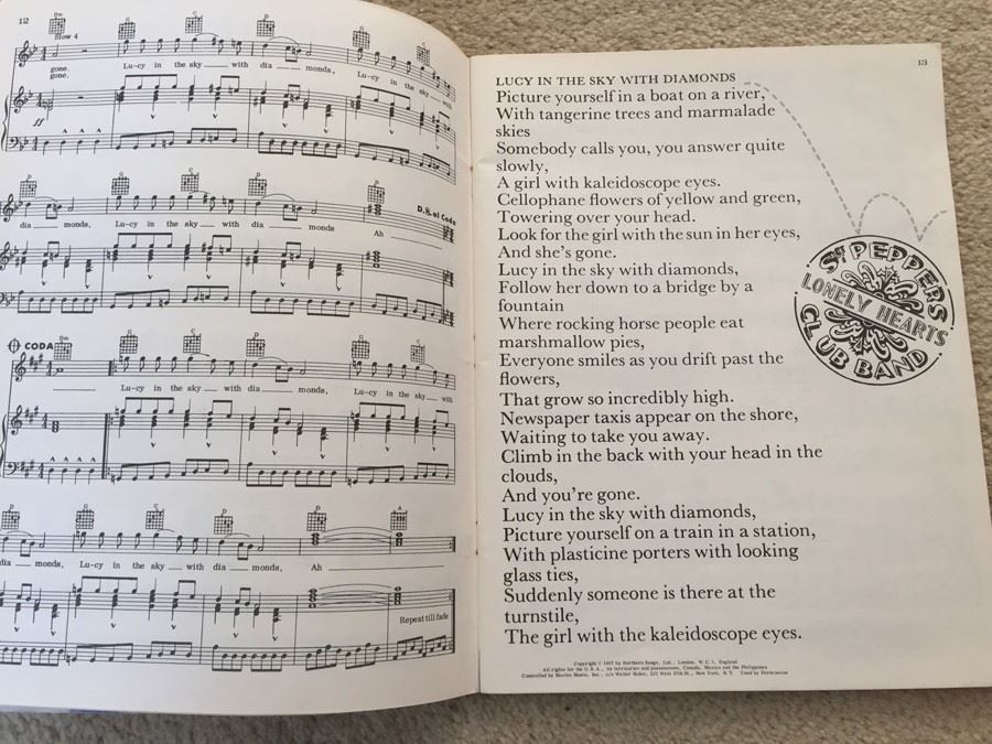 Sgt. Pepper's Lonely Hearts Club Band Music Song Book The Beatles [Photo 8]
