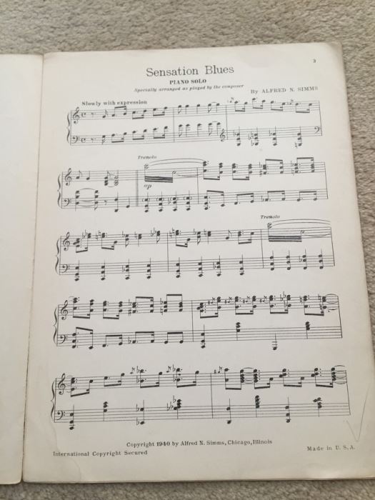 Sensation Blues By Alfred N. Simms Sheet Music [Photo 2]
