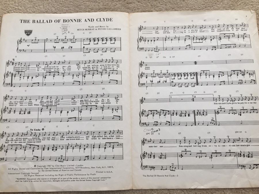 The Ballad Of Bonnie And Clyde Sheet Music [Photo 3]