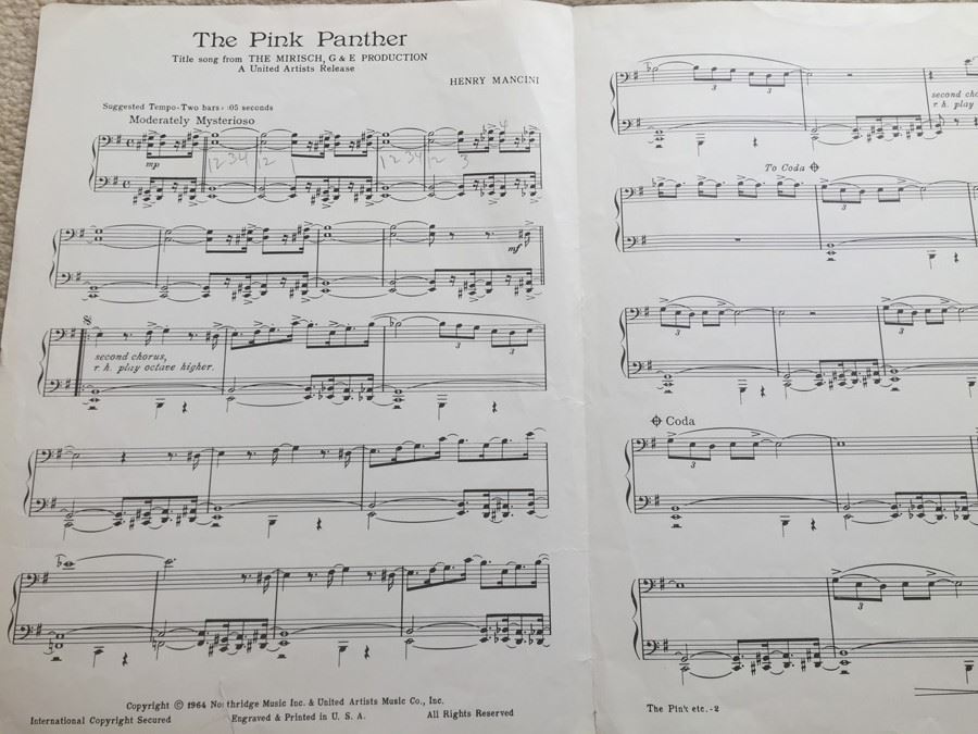 Pink Panther By Henry Mancini Sheet Music [Photo 2]