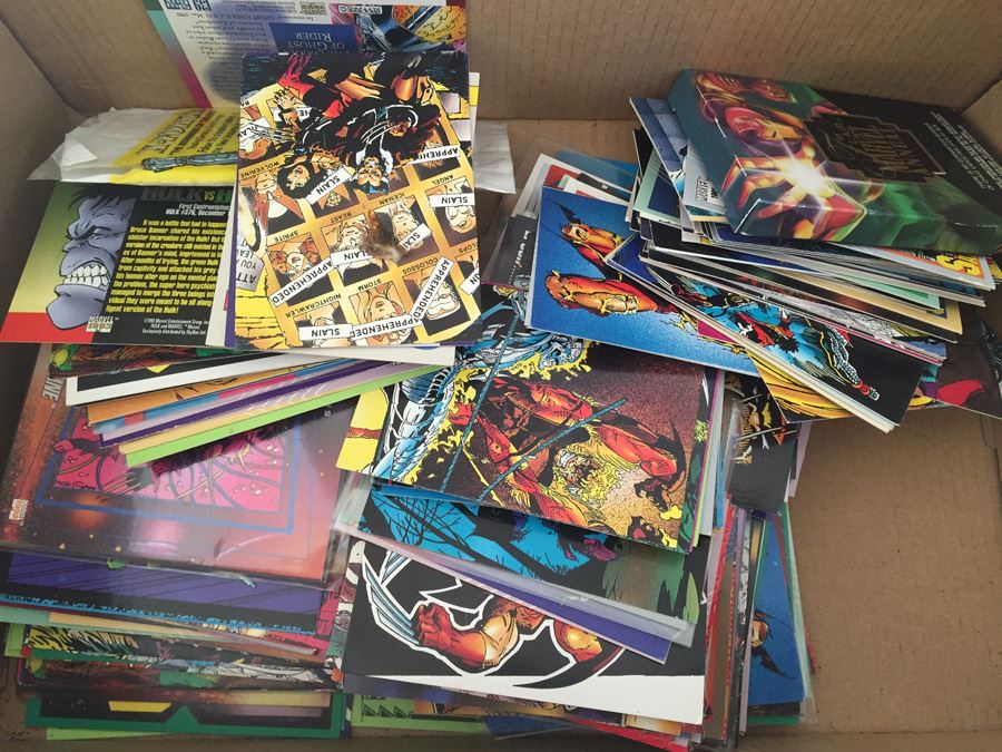 HUGE Lot Of Collectible Super Hero Marvel DC Comics Trading Cards