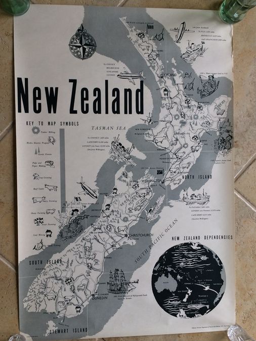 Original Vintage New Zealand Travel Poster [Photo 1]