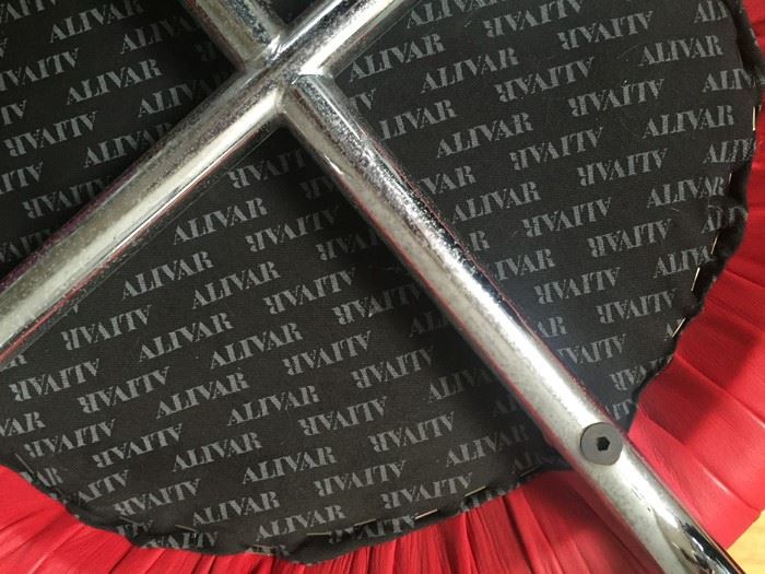 Pair Of Red Leather And Chrome Retro Alivar Chairs [Photo 3]