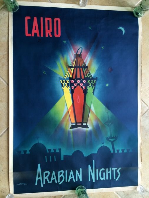 Original Vintage Egypt Travel Poster - Cairo - Arabian Nights - M. Azmy