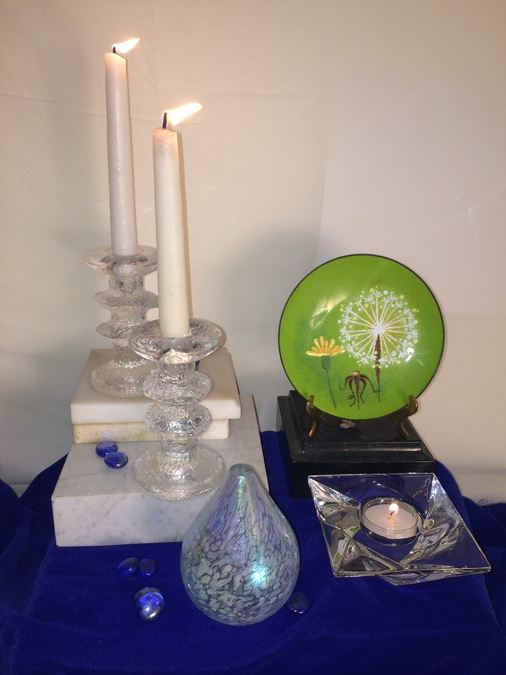 (3) Candleholders, Plate, and Decorative Glass Lot [Photo 2]