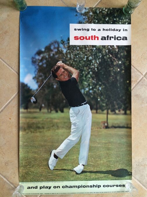Original Vintage South Africa Travel Poster - Golf